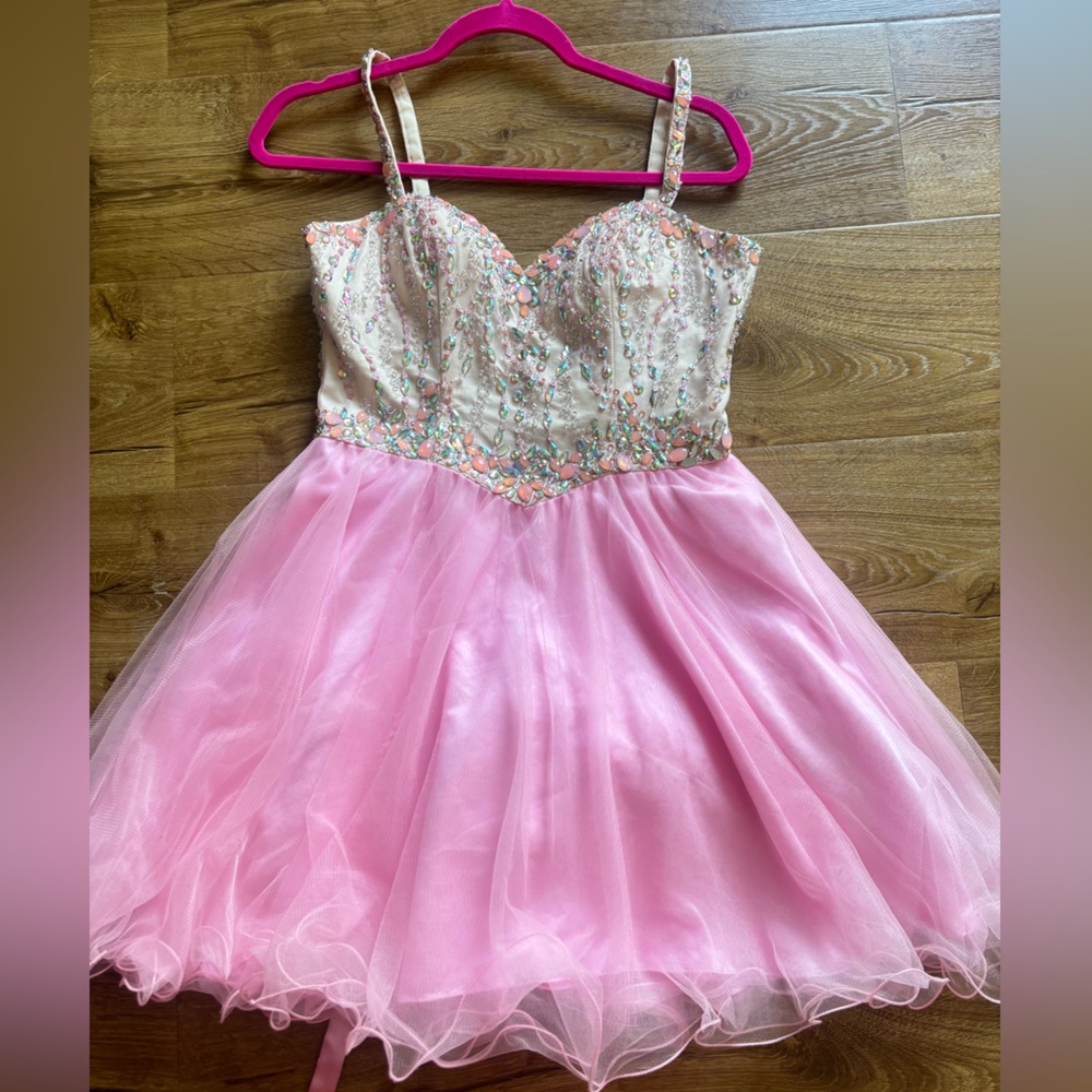 Narianna Pink and Cream Embellished Dress